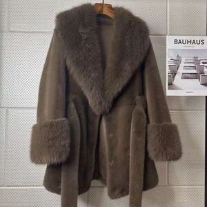 Luxurious Brown Fur-Trimmed Coat